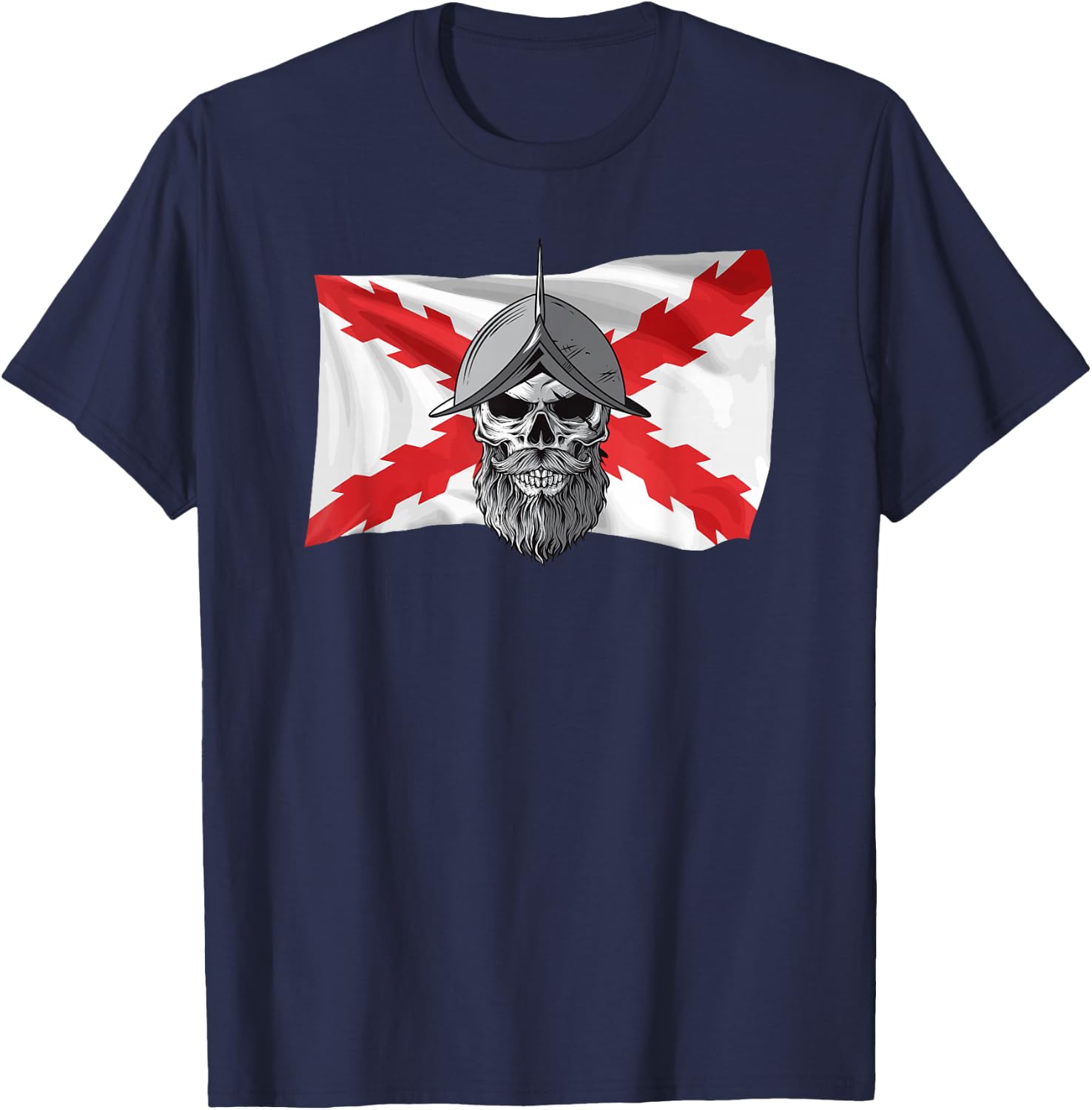 Burgundy Cross. Skull Soldier. Military T-Shirt - T-Shirt | Navy