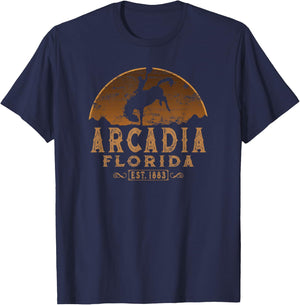 Arcadia Florida FL Rodeo Cowboy T-Shirt - T-Shirt | Navy
