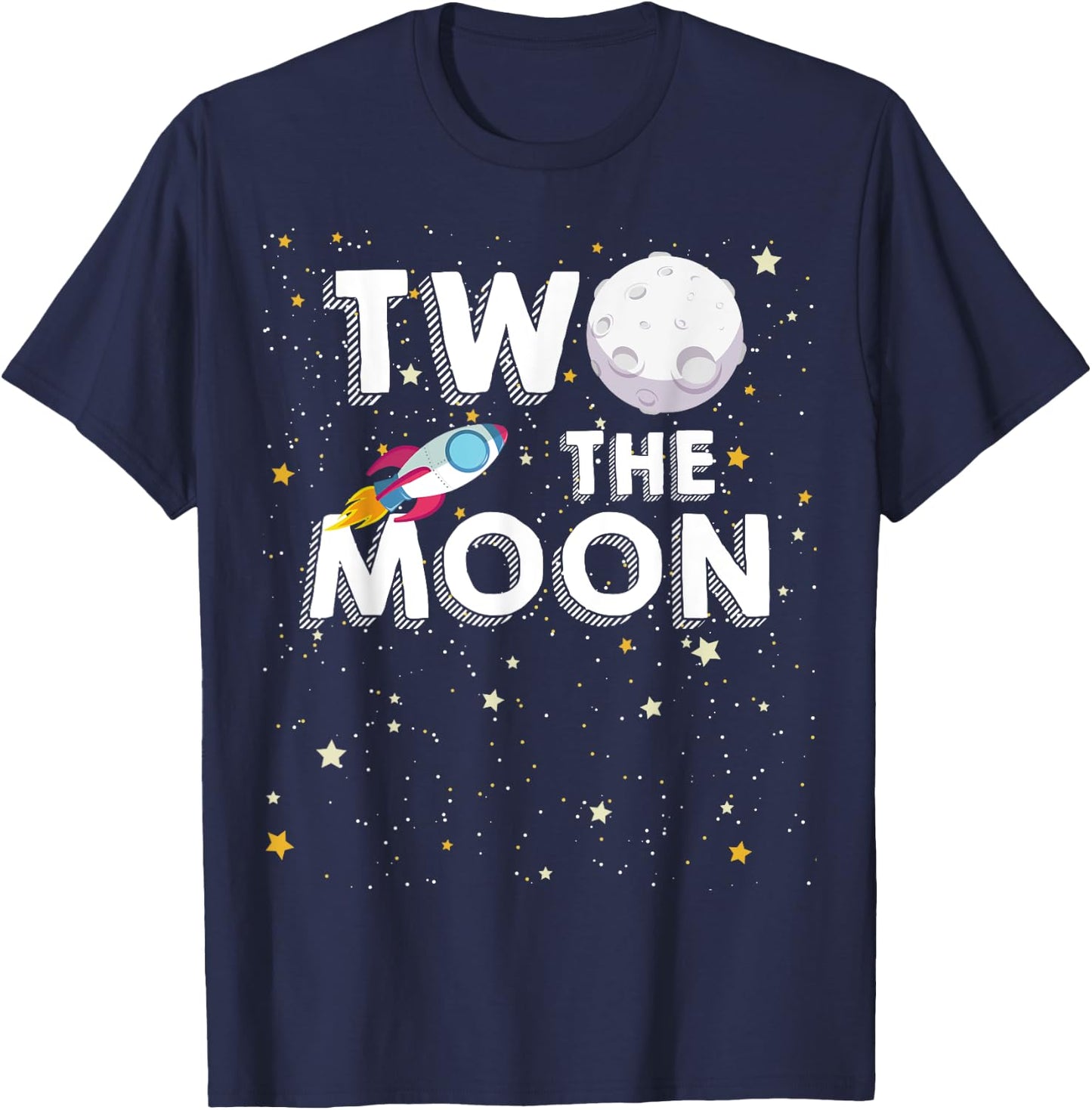 Kids Two The Moon Toddler 2nd Birthday Gift 2 Year Old T-Shirt - T-Shirt | Navy