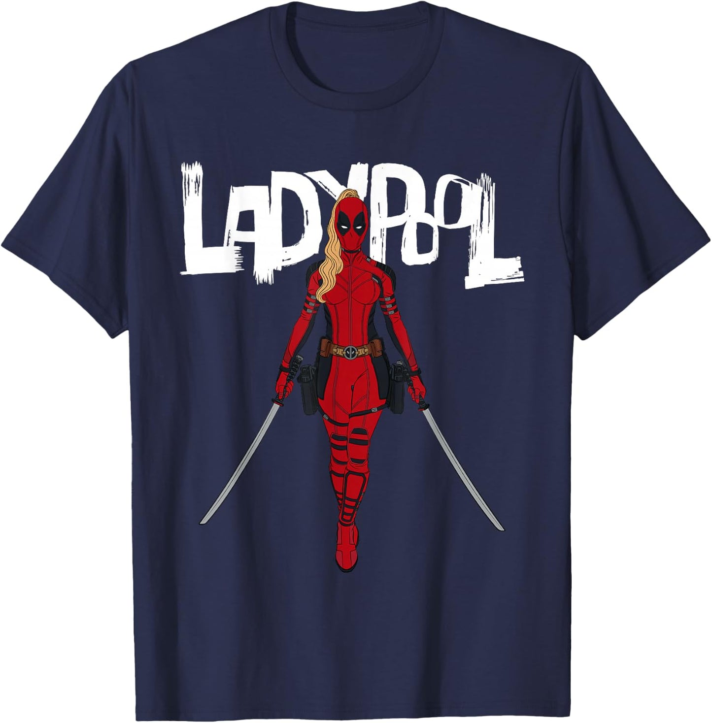 Marvel Studios Deadpool & Wolverine Ladypool with Swords T-Shirt - T-Shirt | Navy