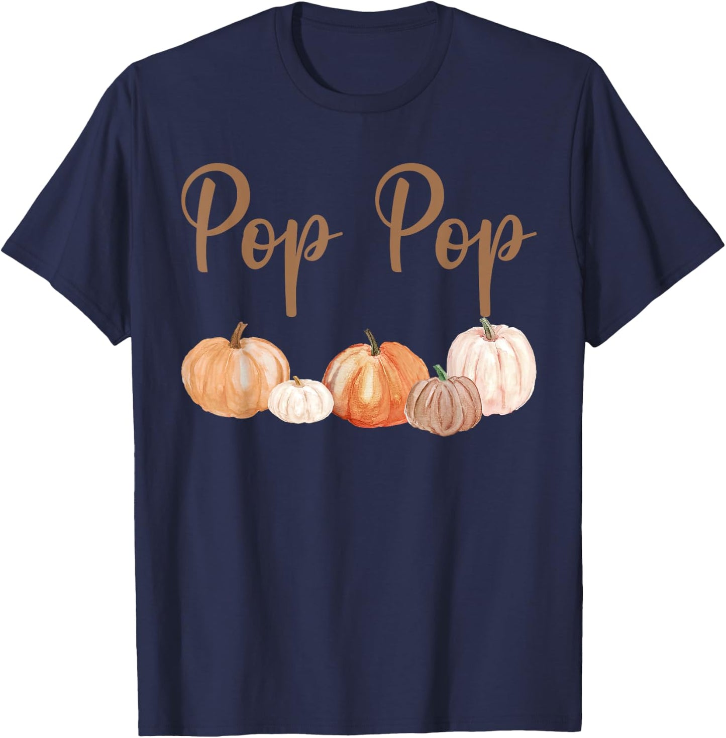Pop Pop of Little Pumpkin First Birthday Autumn Pumpkin T-Shirt - T-Shirt | Navy