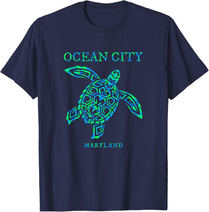 Ocean City Maryland Sea Turtle Souvenir Kids T-Shirt - T-Shirt | Navy