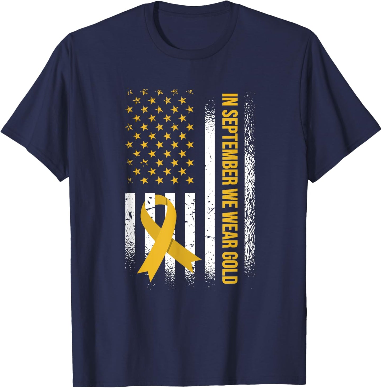 In September We Wear Gold - Childhood Cancer Awareness T-Shirt - T-Shirt | Navy