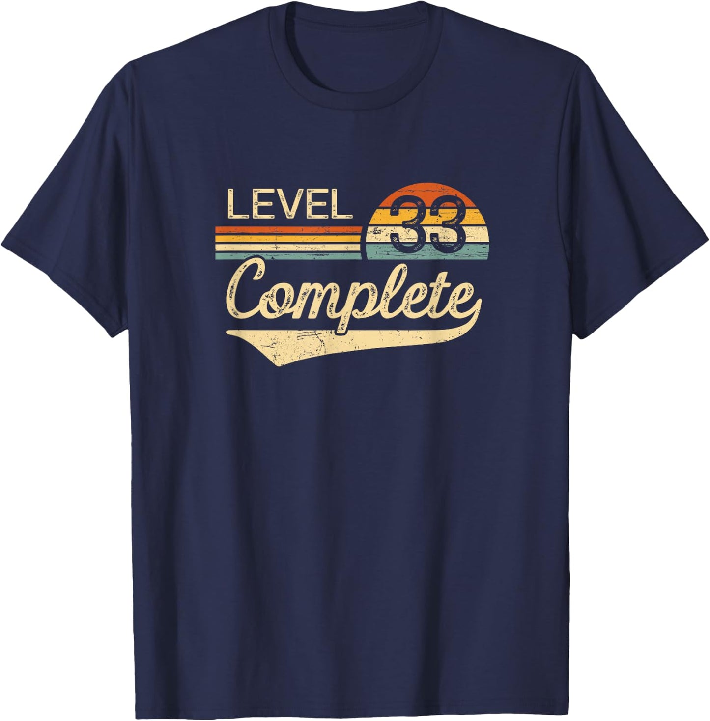 Level 33 Complete Vintage 33rd Wedding Anniversary T-Shirt - T-Shirt | Navy