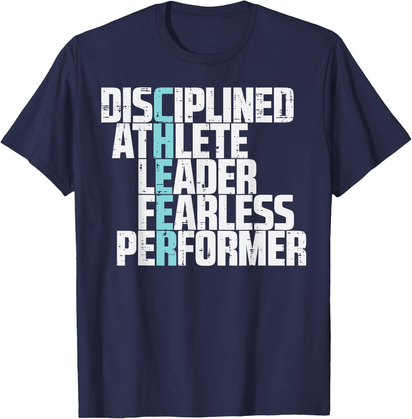 Cheer Disciplined Athlete Leader Cheerleader Women Men Kids T-Shirt - T-Shirt | Navy