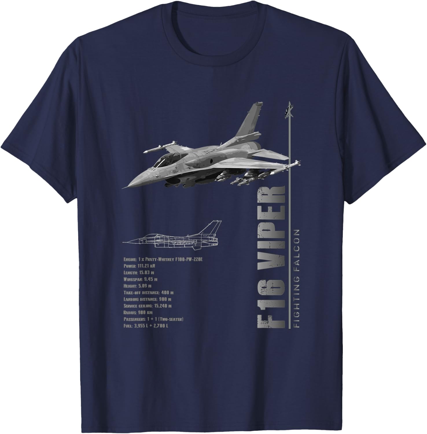 F-16 Viper Fighting Falcon Jet Fighters-Spec T-Shirt - T-Shirt | Navy