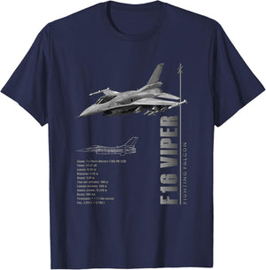 F-16 Viper Fighting Falcon Jet Fighters-Spec T-Shirt - T-Shirt | Navy