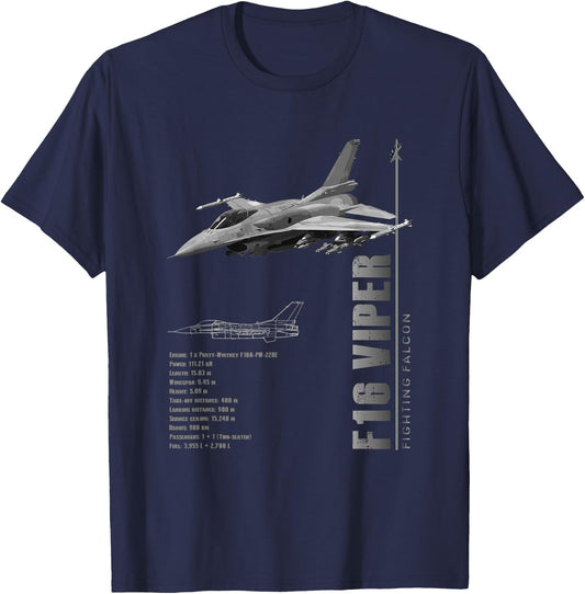 F-16 Viper Fighting Falcon Jet Fighters-Spec T-Shirt - T-Shirt | Navy
