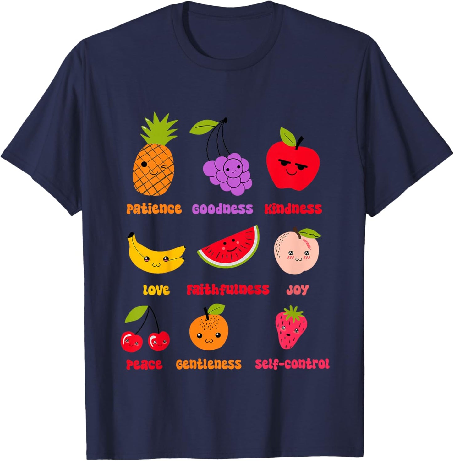 Christian Faith Religious Baby Fruits Fruit Of The Spirit T-Shirt - T-Shirt | Navy