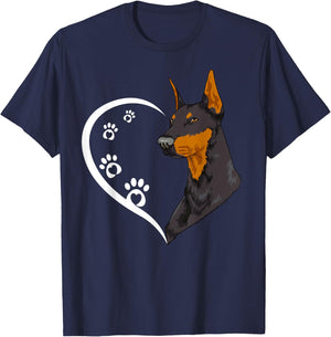 Doberman Pinscher Shirts Girls Kids Heart Cute T-Shirt - T-Shirt | Navy