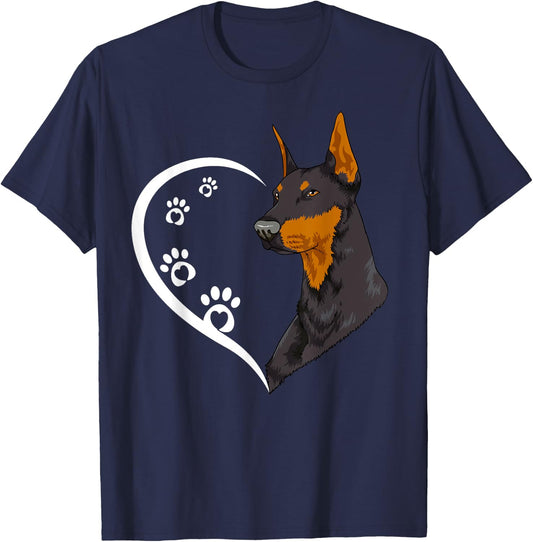 Doberman Pinscher Shirts Girls Kids Heart Cute T-Shirt - T-Shirt | Navy