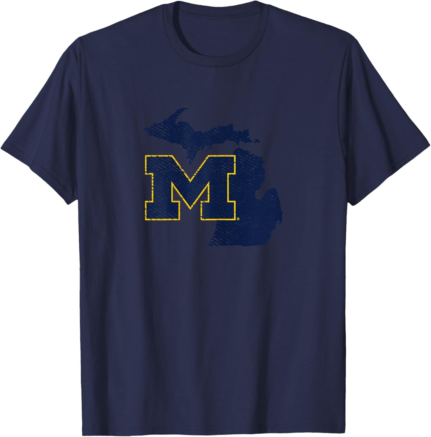 University of Michigan Wolverines U of M State Shape T-Shirt - T-Shirt | Navy