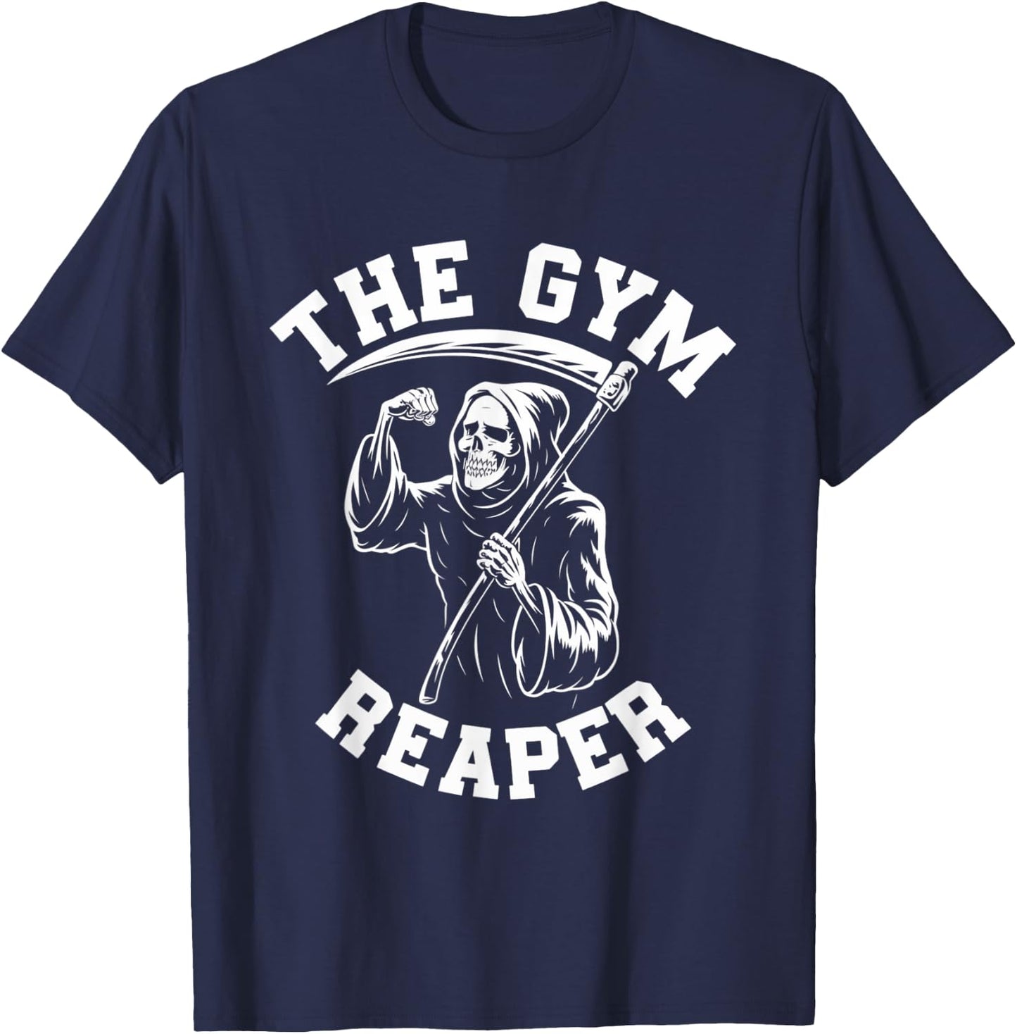Funny Gym Reaper Skeleton Fitness Workout Halloween Costume T-Shirt - T-Shirt | Navy