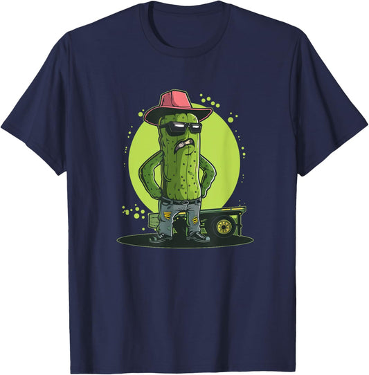 Funny Trucker Pickle with Cowboy Hat Costume T-Shirt - T-Shirt | Navy