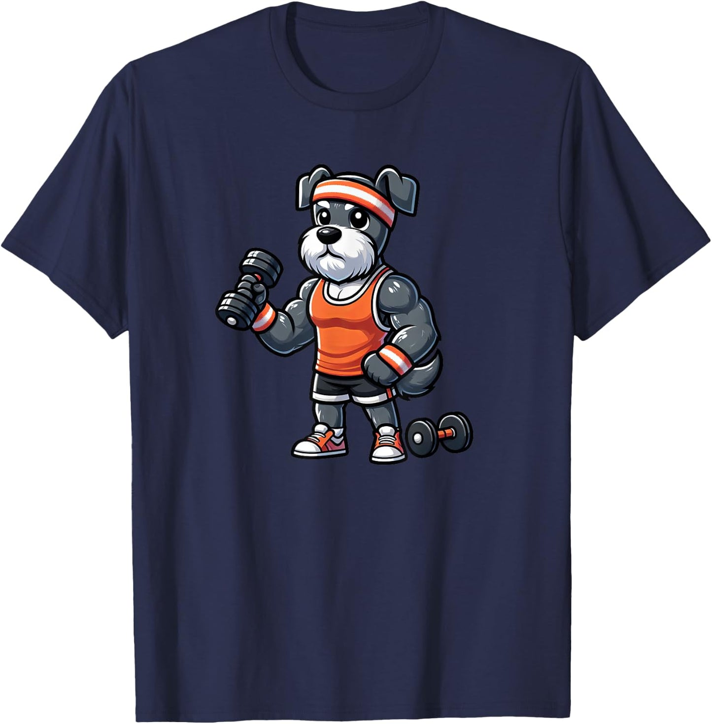 Schnauzer Workout Dog Funny Weightlifting T-Shirt - T-Shirt | Navy