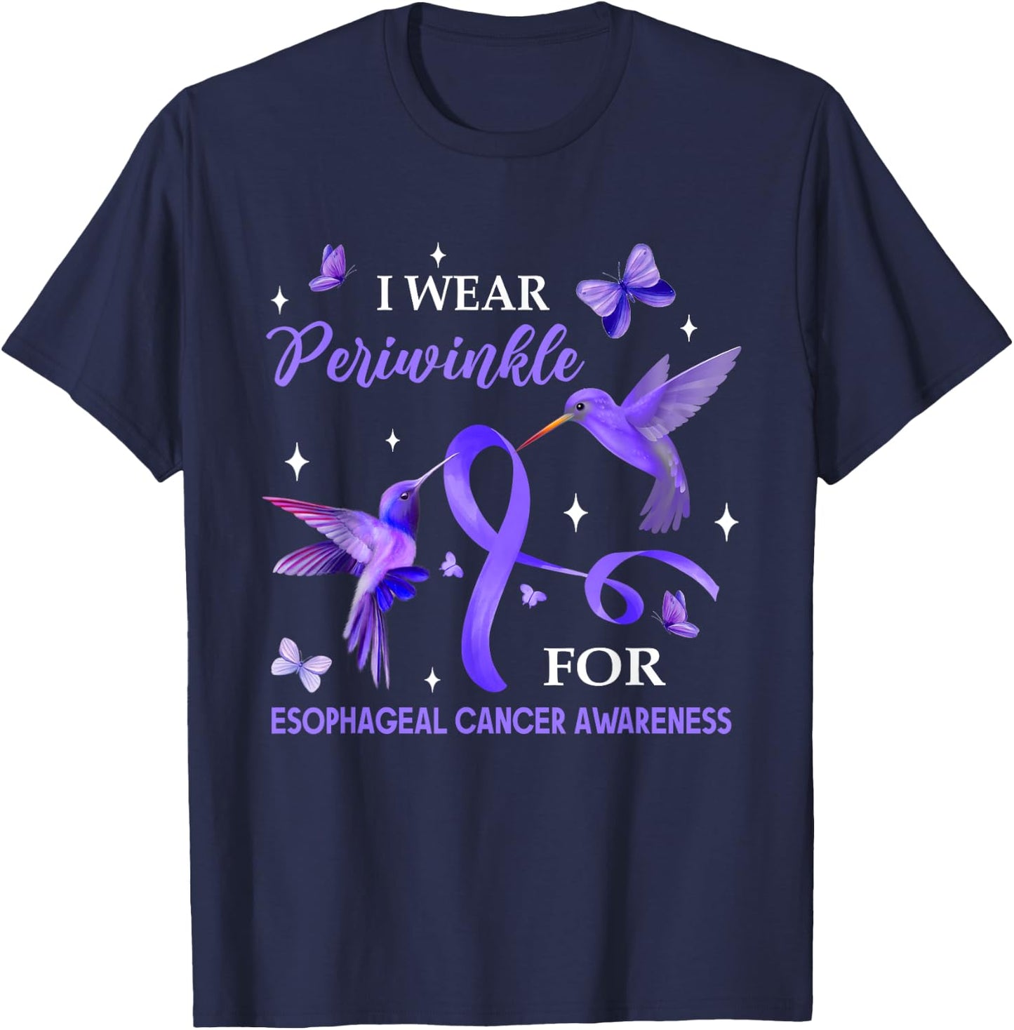 I Wear Periwinkle For Esophageal Cancer Hummingbird T-Shirt - T-Shirt | Navy