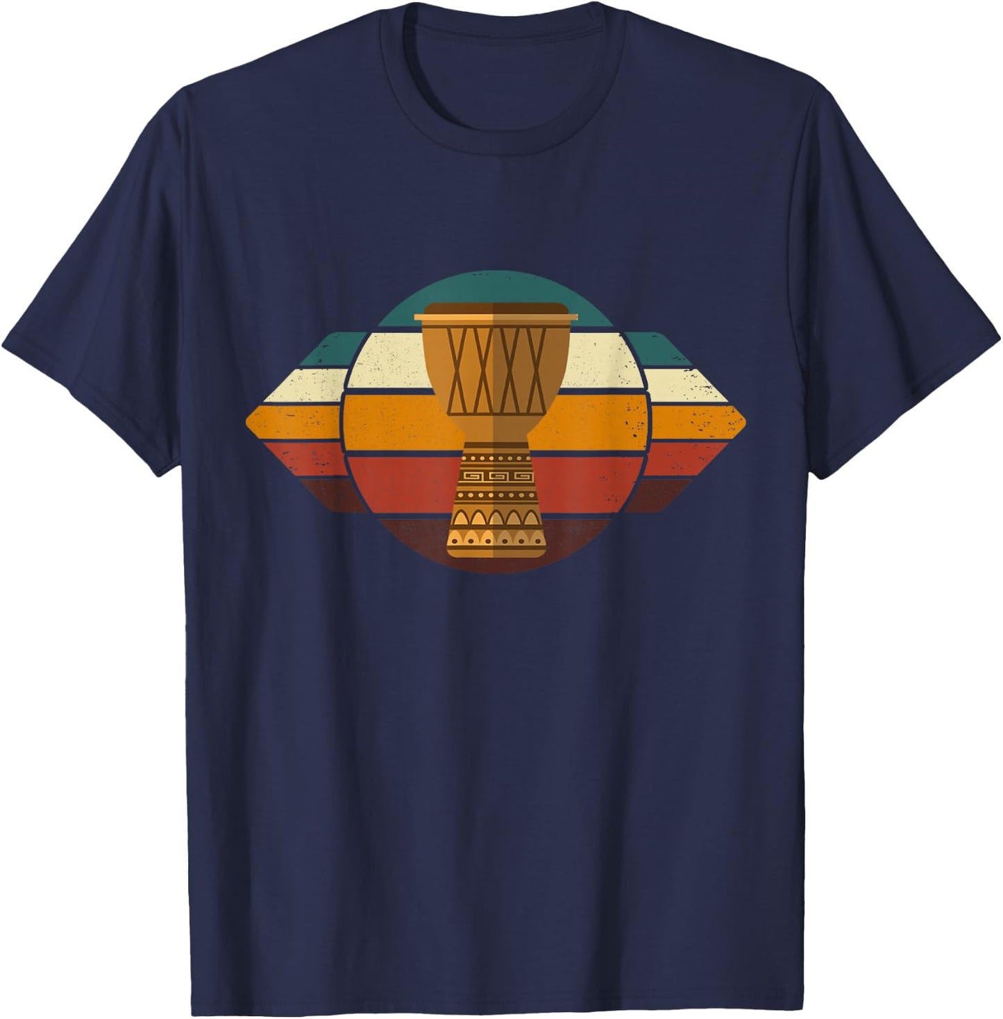 Djembe Vintage Djembe Player Drummer Retro African Drum T-Shirt - T-Shirt | Navy