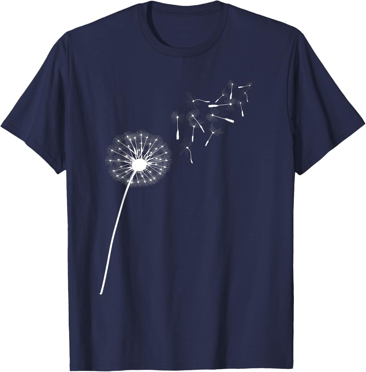 Dandelion Flower Outdoor Blowing In The Wind Plants T-Shirt - T-Shirt | Navy