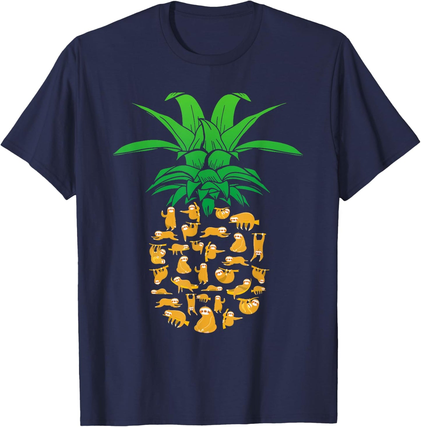 Sloth Pineapple Hawaii Beach Funny Sloth Gifts Women T-Shirt - T-Shirt | Navy
