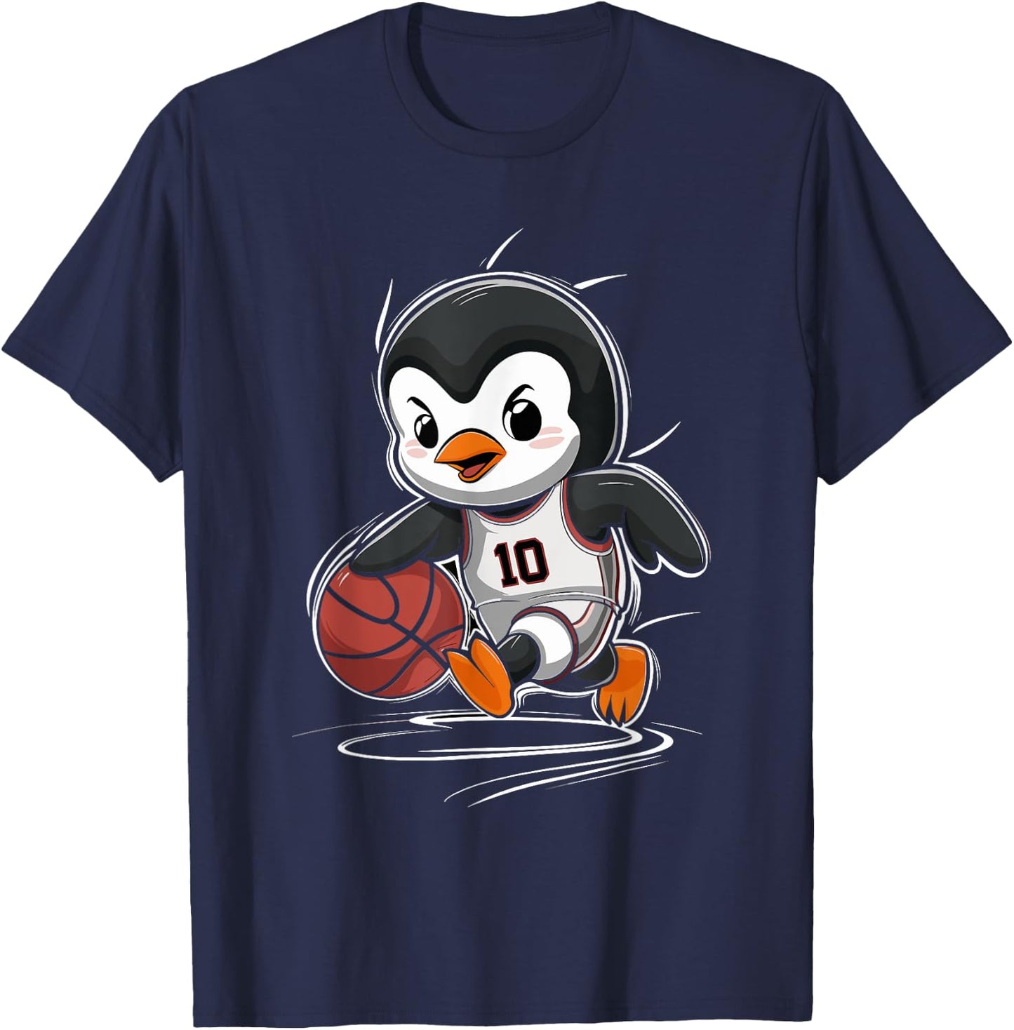 Cute Penguin Playing Basketball T-Shirt - T-Shirt | Navy