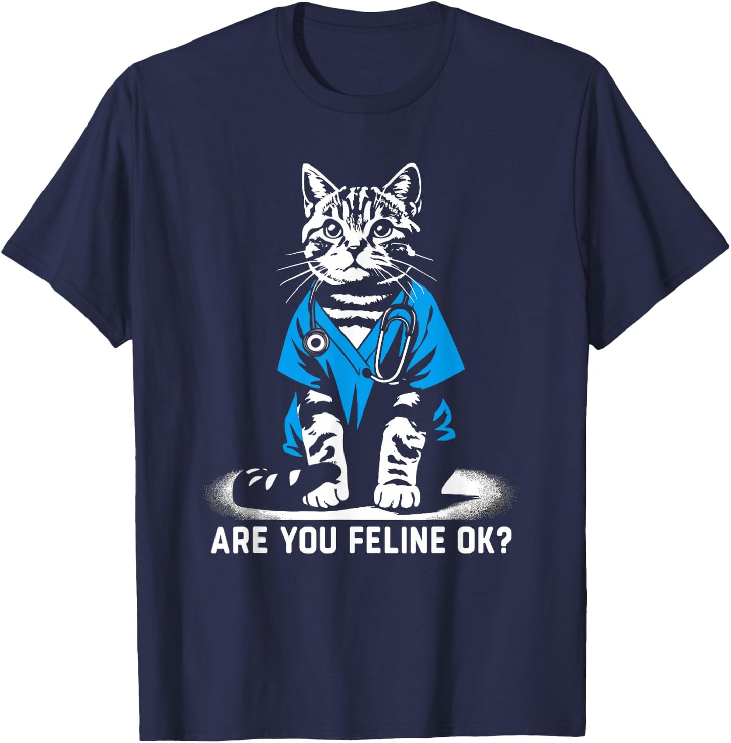 Retro Cat Nurse Gifts Nurse Week Gifts Men Women Funny Nurse T-Shirt - T-Shirt | Navy