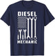 Patriotic Diesel Mechanic Tools Flag American USA T-Shirt - T-Shirt | Navy