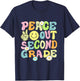 Groovy Peace Out Second Grade Kids 2nd Grade Last Day School T-Shirt - T-Shirt | Navy