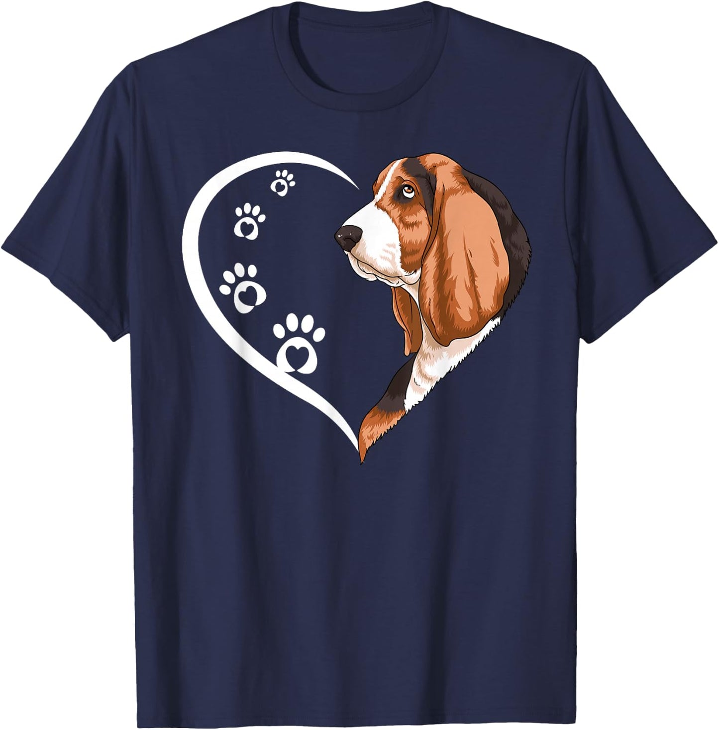 Bassett Hound Shirts Girls Kids Heart Cute T-Shirt - T-Shirt | Navy