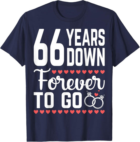66 Years Down Forever 66th Wedding Anniversary Husband Wife T-Shirt - T-Shirt | Navy