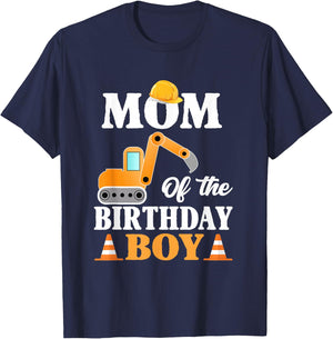 Mom of the birthday boy Construction Boy's Birthday Party T-Shirt - T-Shirt | Navy