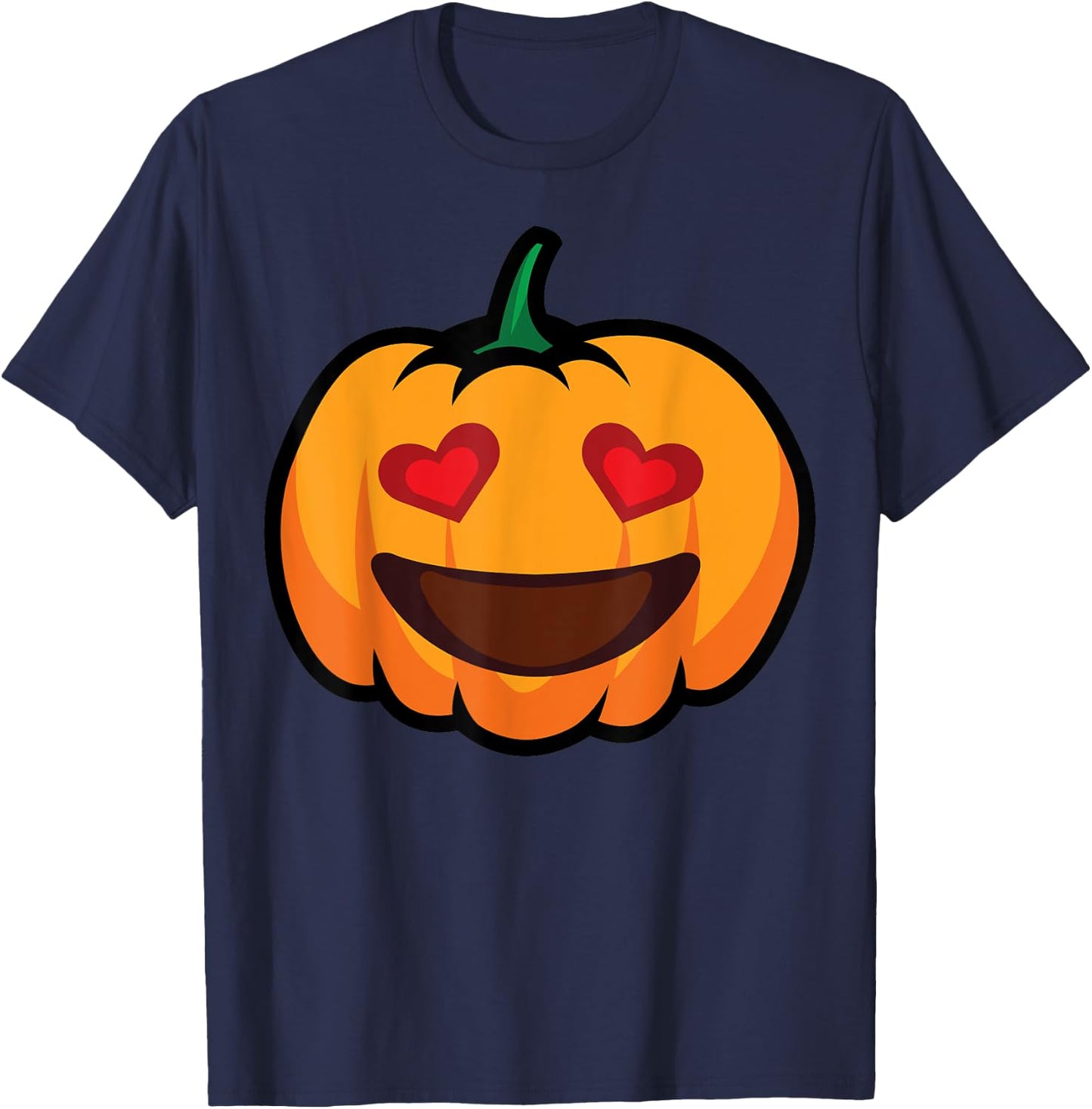 Pumpkin Big Smile & Love Eyes Funny Halloween Costume T-Shirt - T-Shirt | Navy