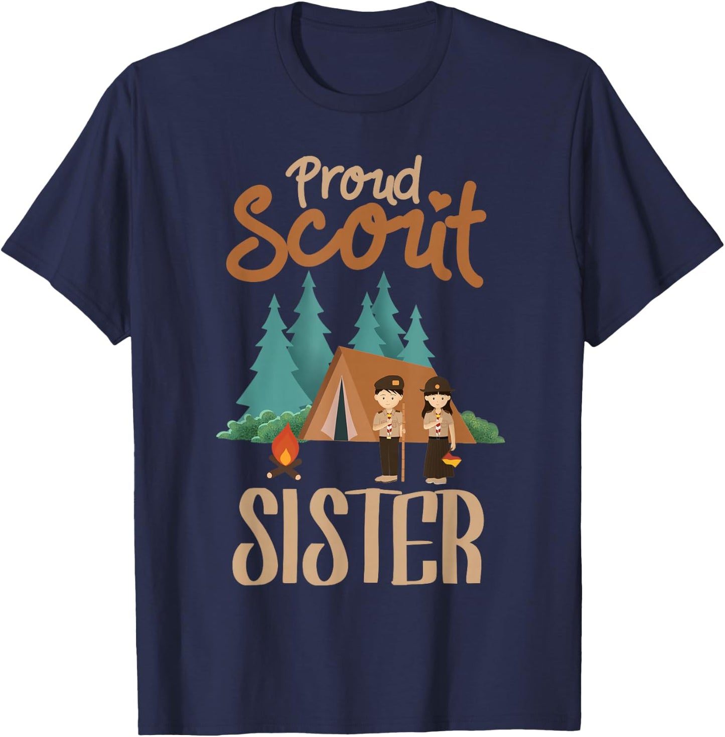 Proud Scout Sister Camping Scout Scouting Leader Adventure T-Shirt - T-Shirt | Navy