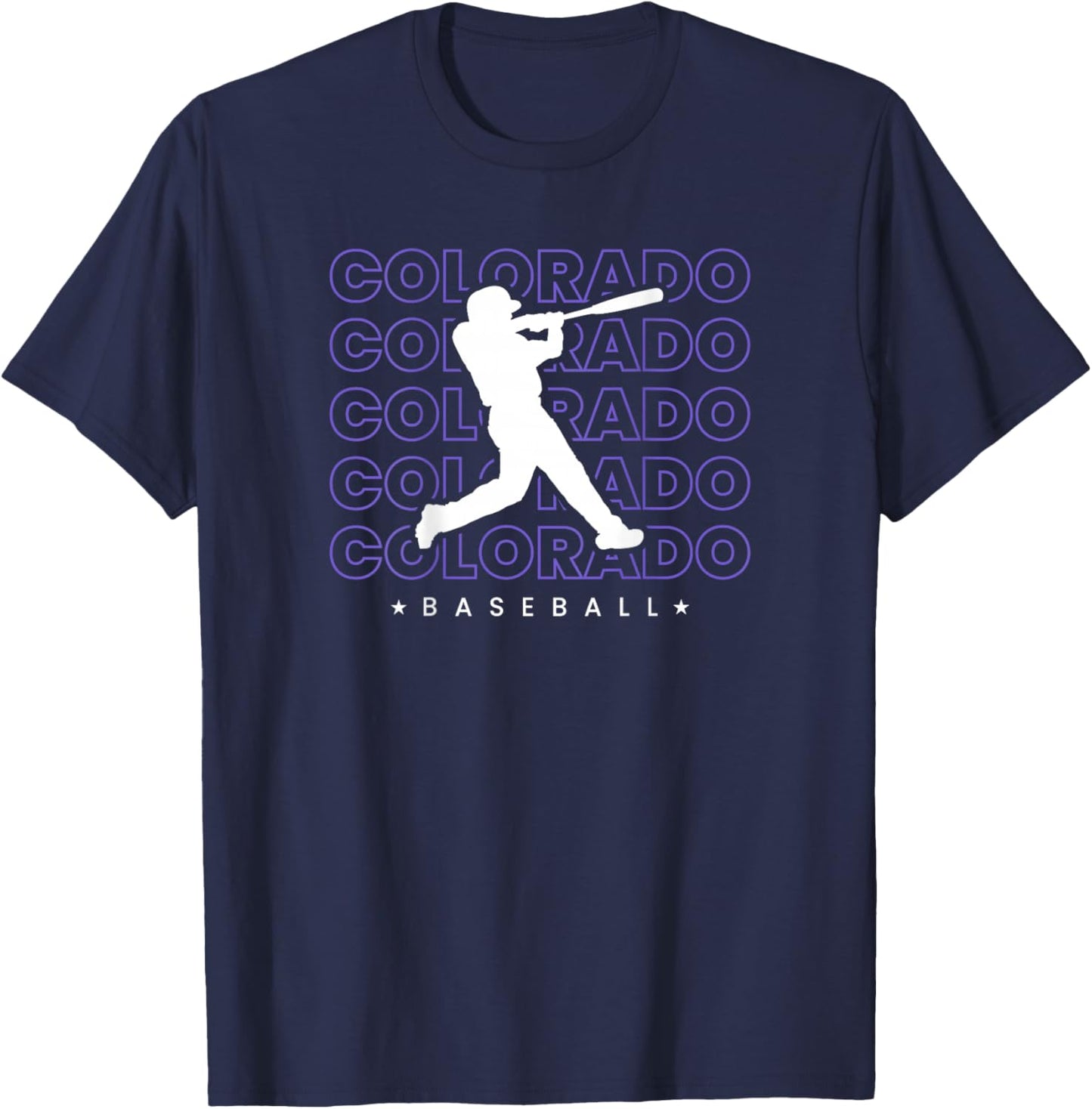 Colorado Baseball Backprint Retro Minimalist Baseball Lover T-Shirt - T-Shirt | Navy