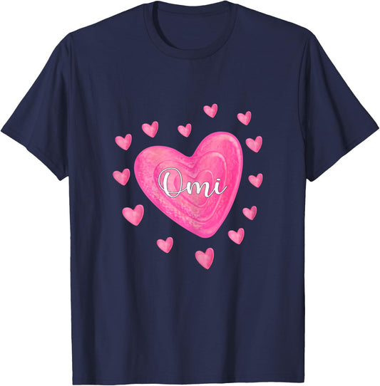 Valentine’s Day Lovely Omi Heart T-Shirt - T-Shirt | Navy