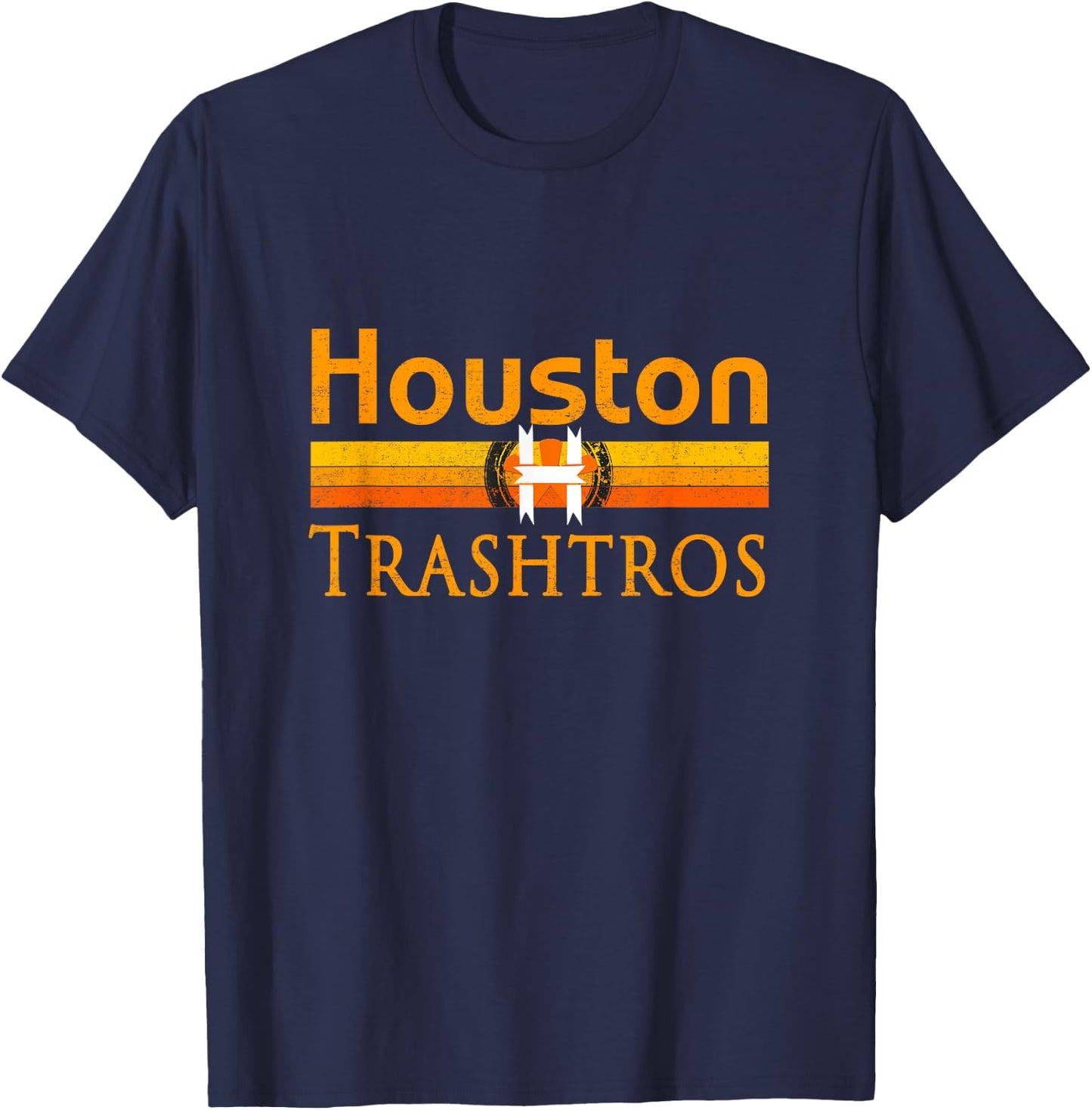 Houston Trashtros Asterisks Cheated in 2017 Funny Baseball T-Shirt - T-Shirt | Navy