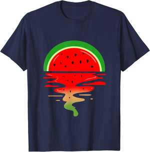 Summer Watermelon Sunset T-Shirt - T-Shirt | Navy