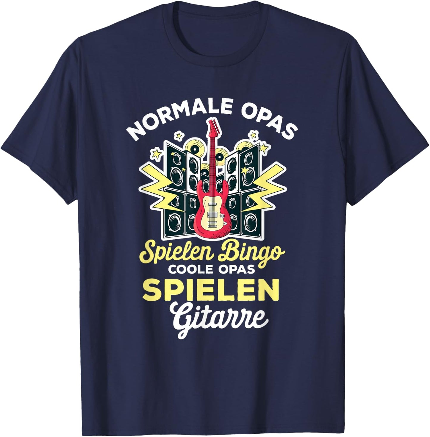 Normal Grandpas Playing Bingo Cool Grandpa Playing Guitar T-Shirt - T-Shirt | Navy