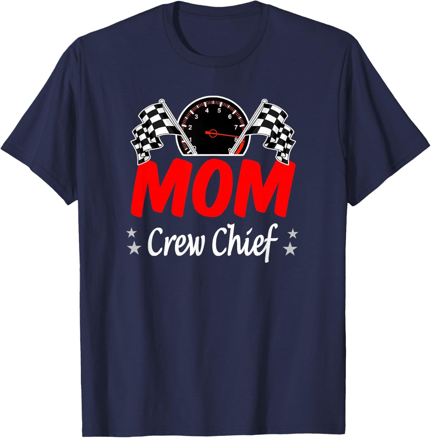 Mom Pit Crew Chief Racing Birthday Childs Party Fun T-Shirt - T-Shirt | Navy