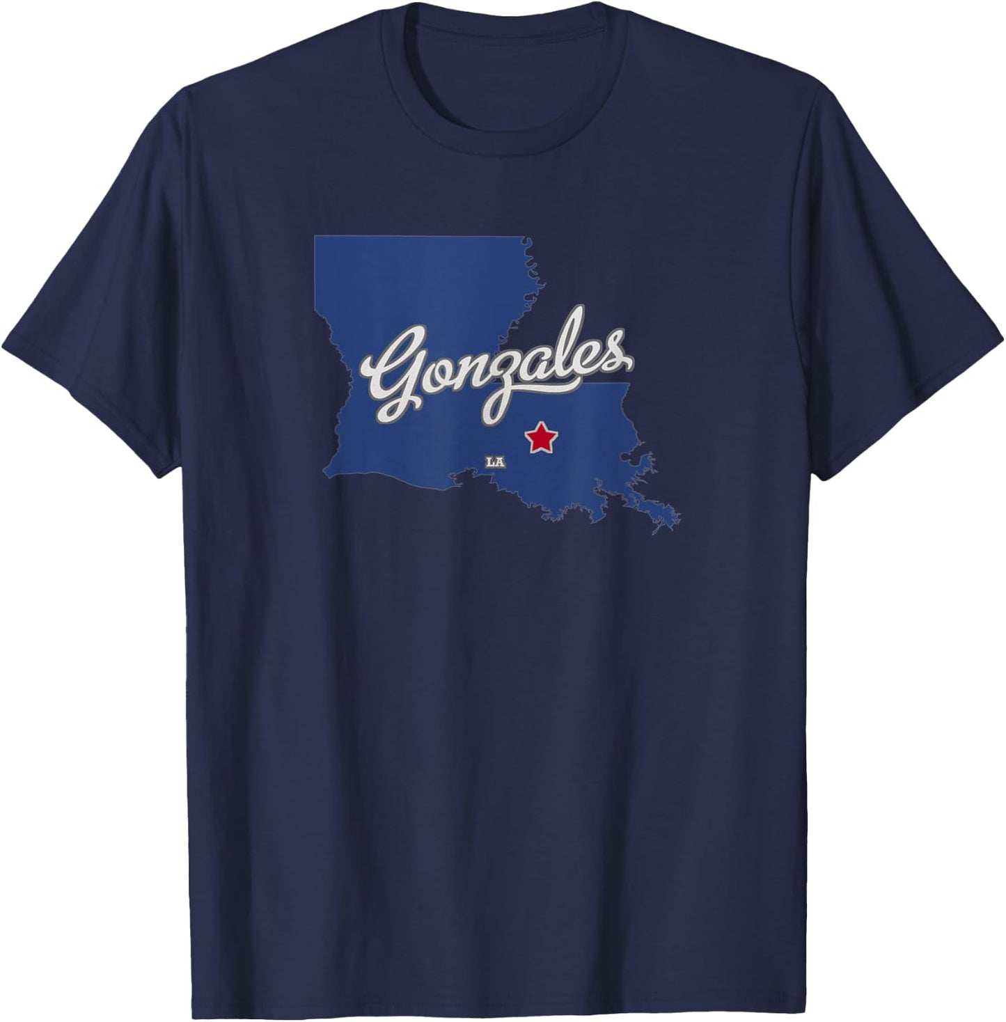 Gonzales Louisiana LA Map T-Shirt - T-Shirt | Navy