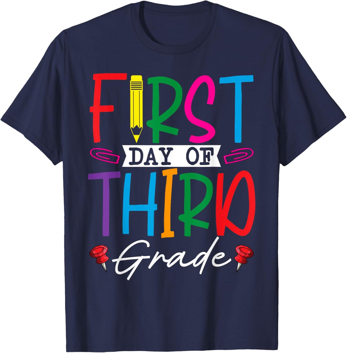 Retro First Day Of Third Grade Team Students Back To School T-Shirt - T-Shirt | Navy