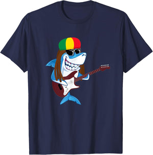 Rastafarian Shark Cut Reggae Jamaican Shark T-Shirt - T-Shirt | Navy