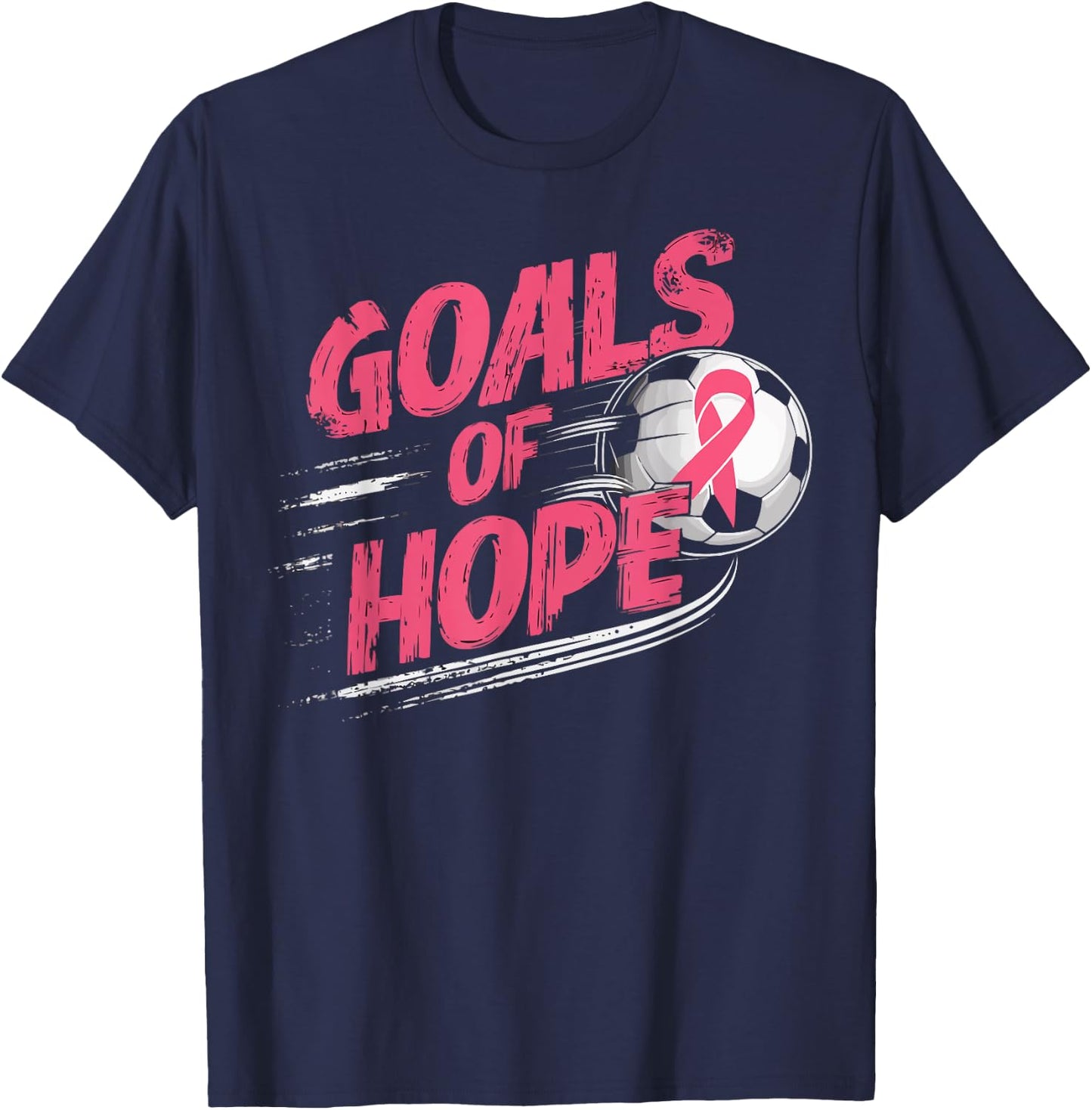 Soccer Breast Cancer Awareness Month Pink Ribbon T-Shirt - T-Shirt | Navy