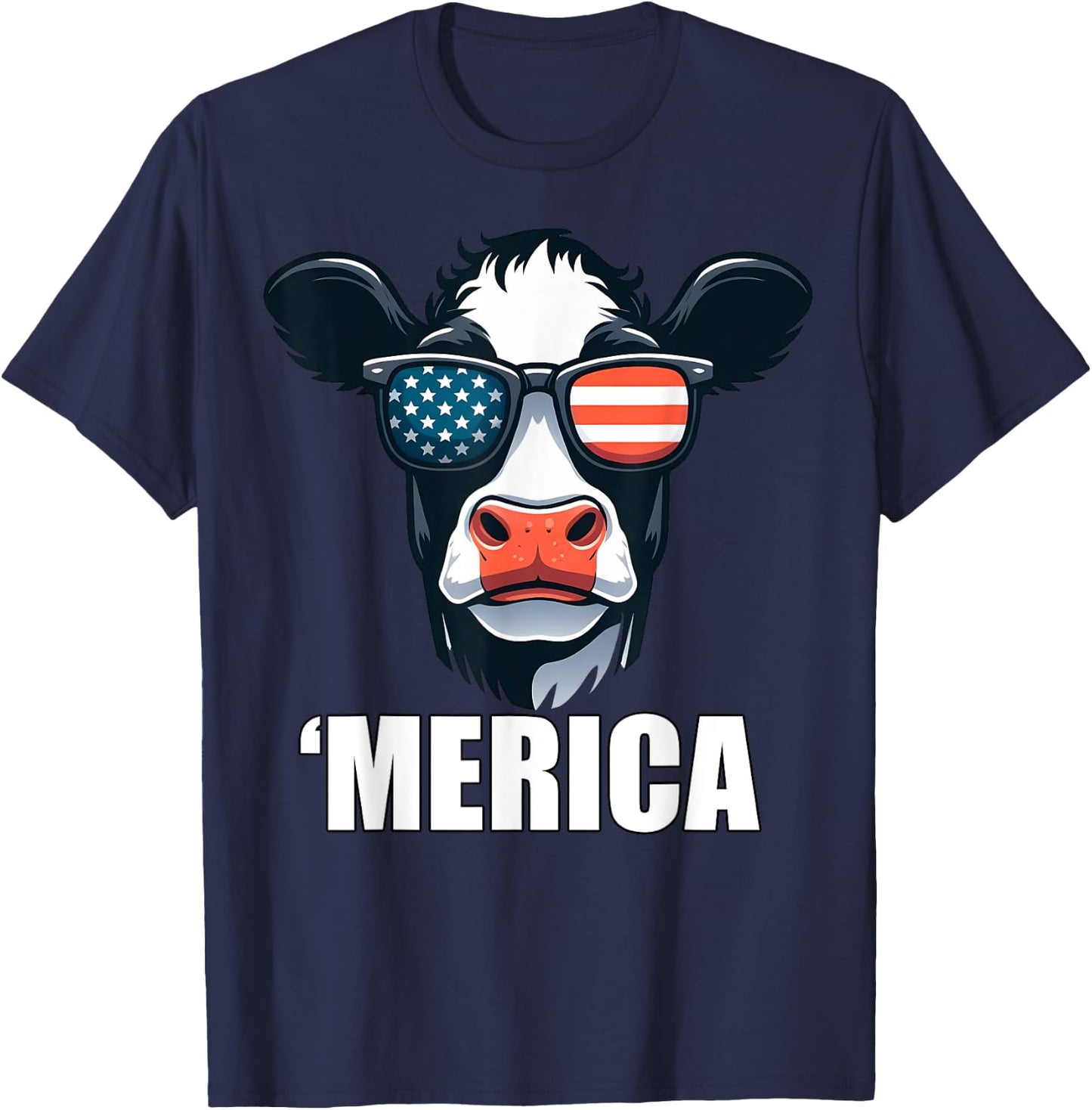 Merica Dairy Cow Funny American Patriotic USA 4th of July Kids Men T-Shirt - T-Shirt | Navy