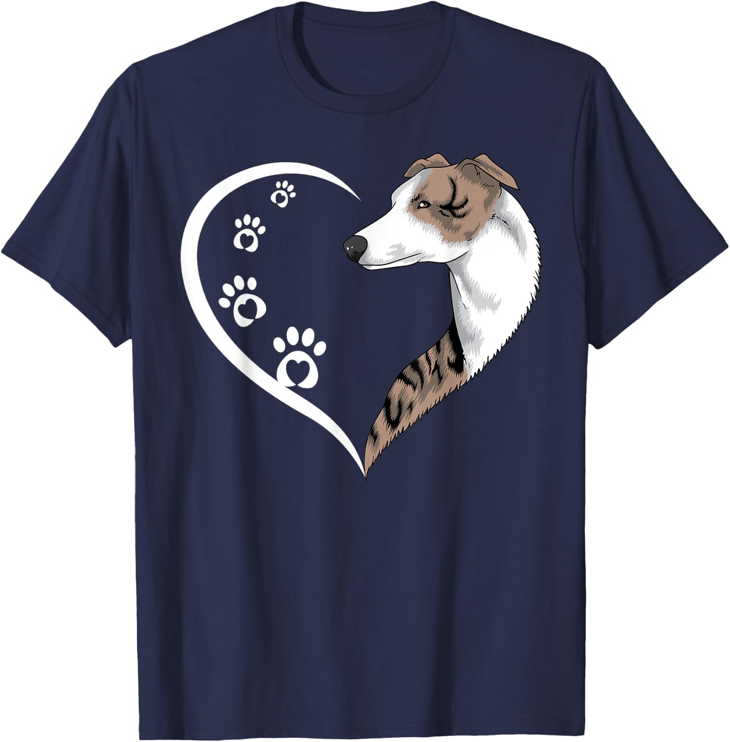 Whippet Shirts Girls Kids Heart Cute Whippet T-Shirt - T-Shirt | Navy