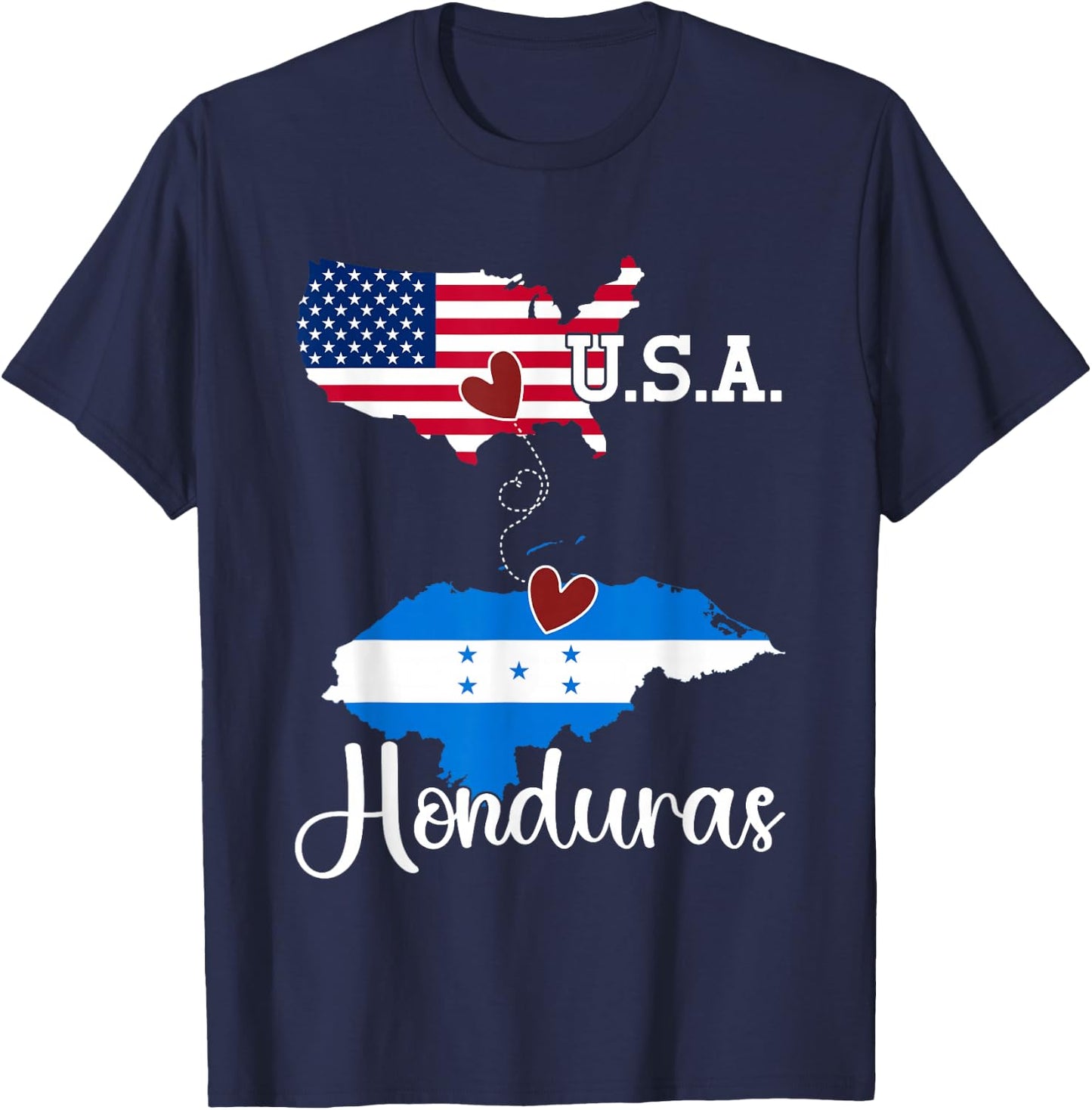 Honduras Flag American Flag USA Honduran Honduras T-Shirt - T-Shirt | Navy