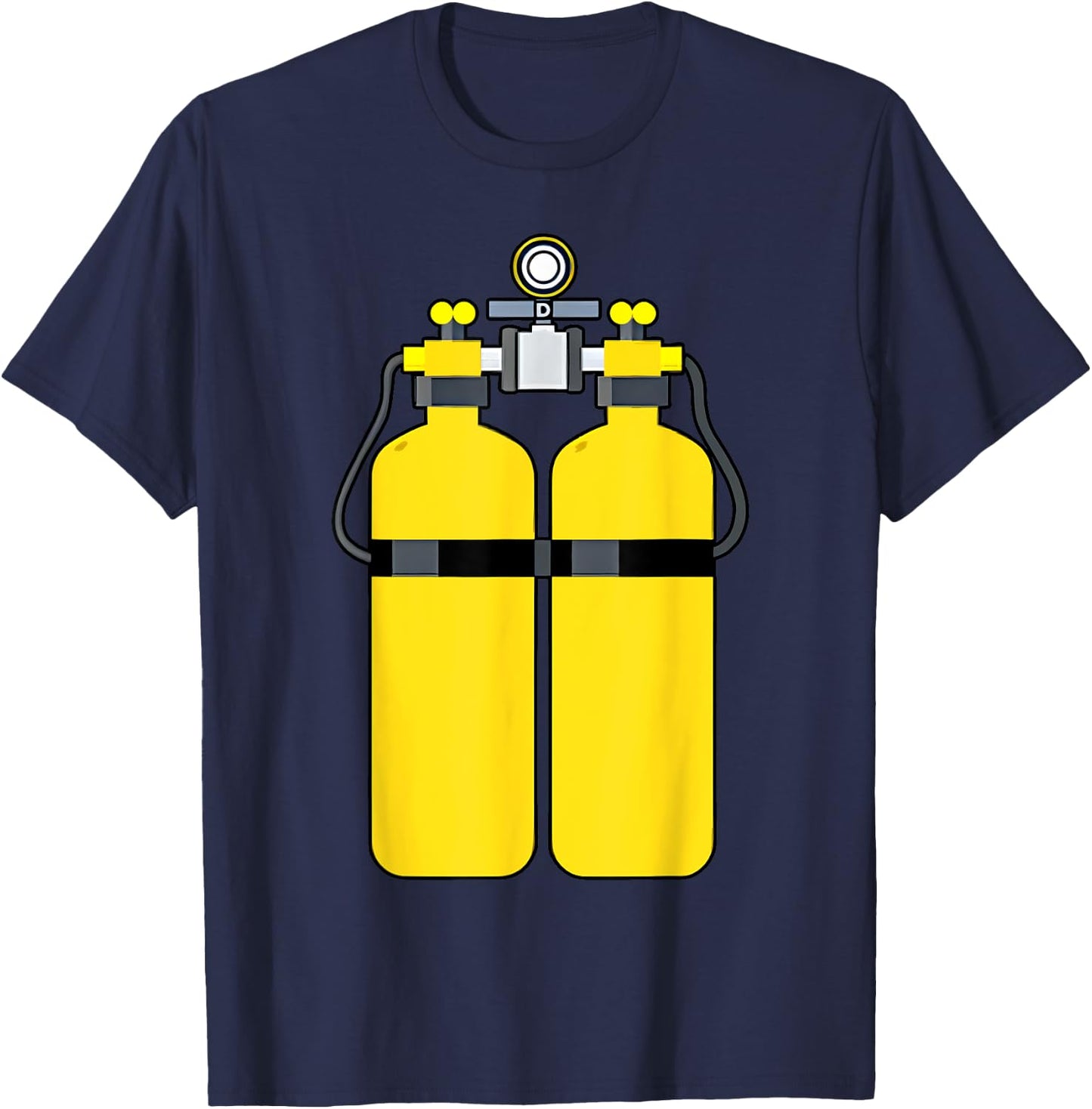 Funny Scuba Tank Backprint Halloween Costumes Scuba Diver T-Shirt - T-Shirt | Navy