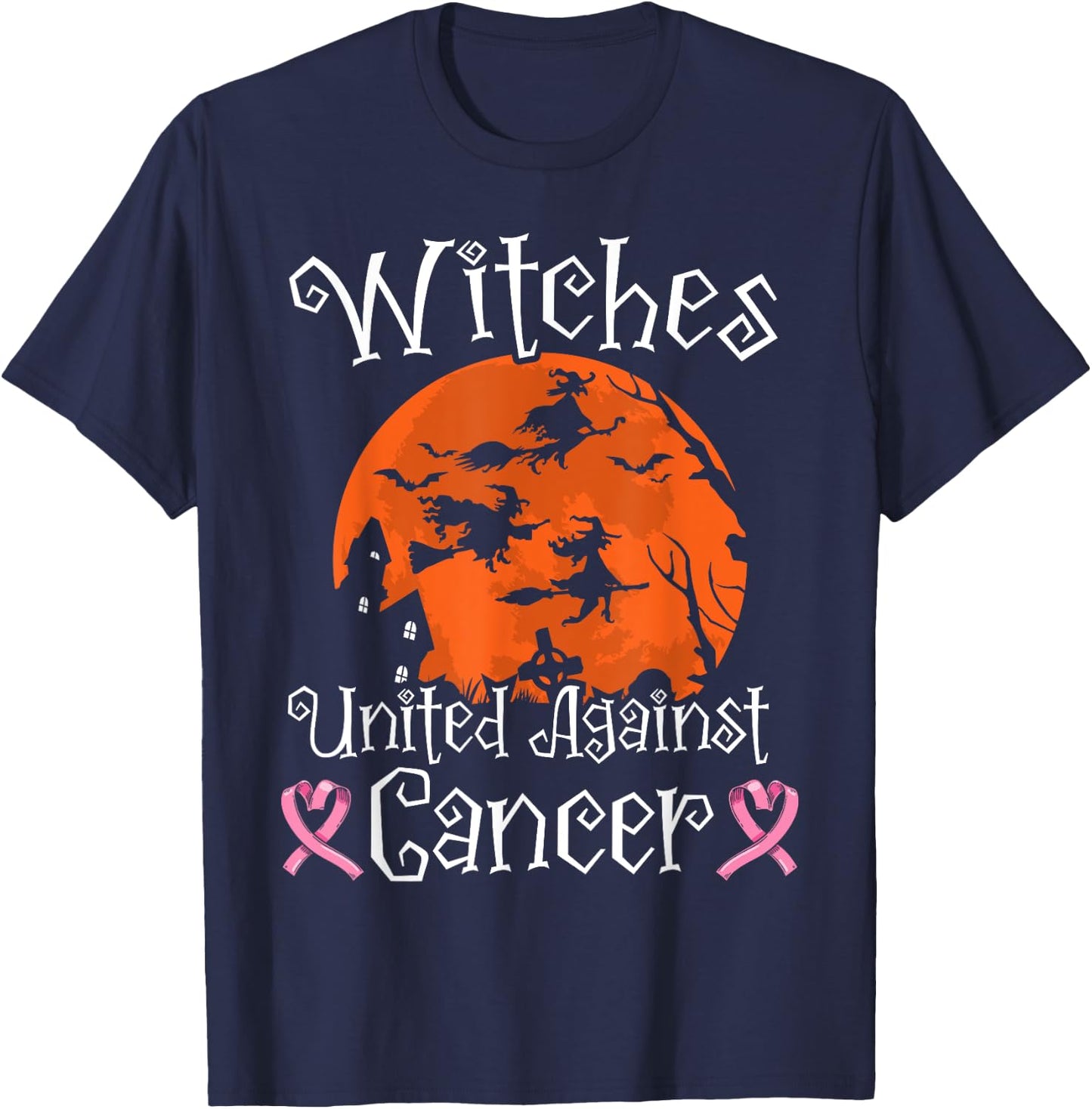 Witches United Against Cancer Breast Cancer Halloween T-Shirt - T-Shirt | Navy