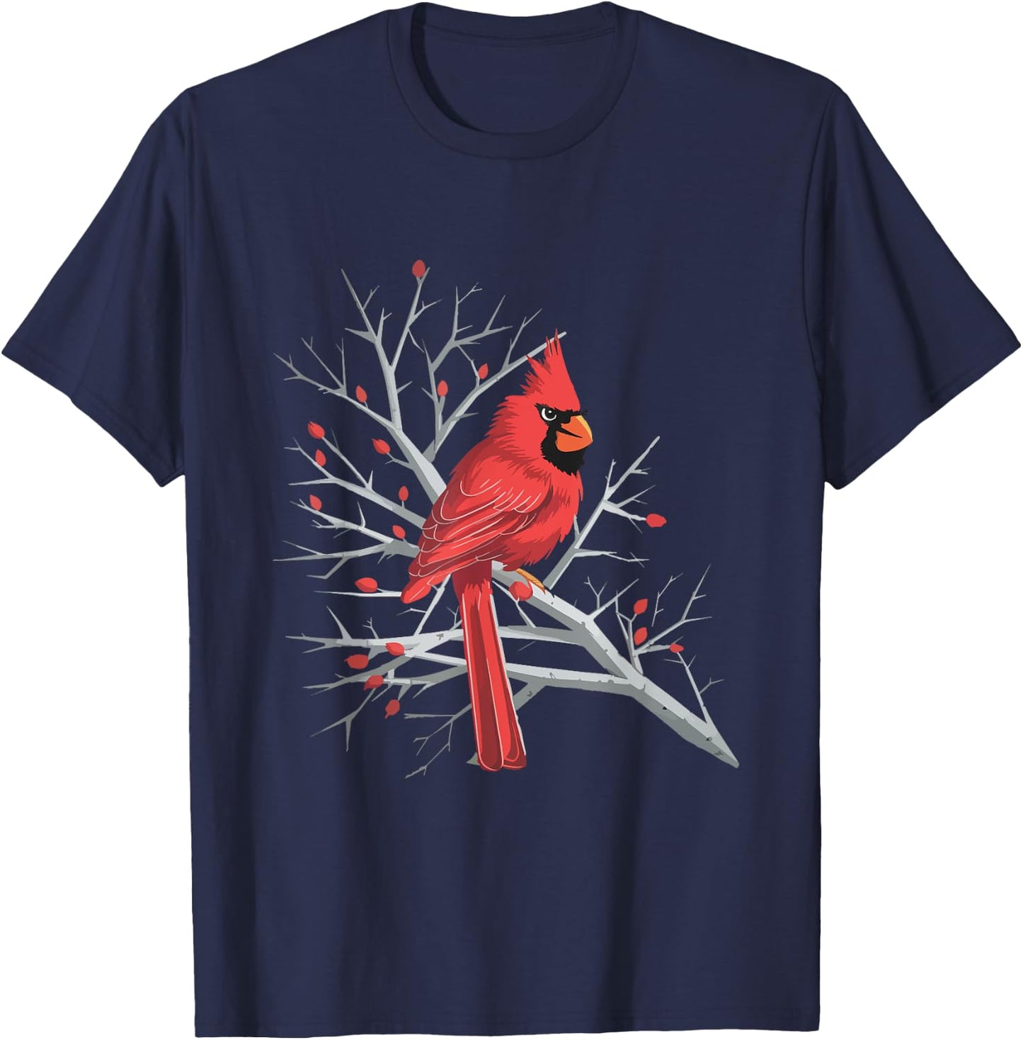 Winter's Watch Red Cardinal Birdwatching Bird Lover Cute T-Shirt - T-Shirt | Navy