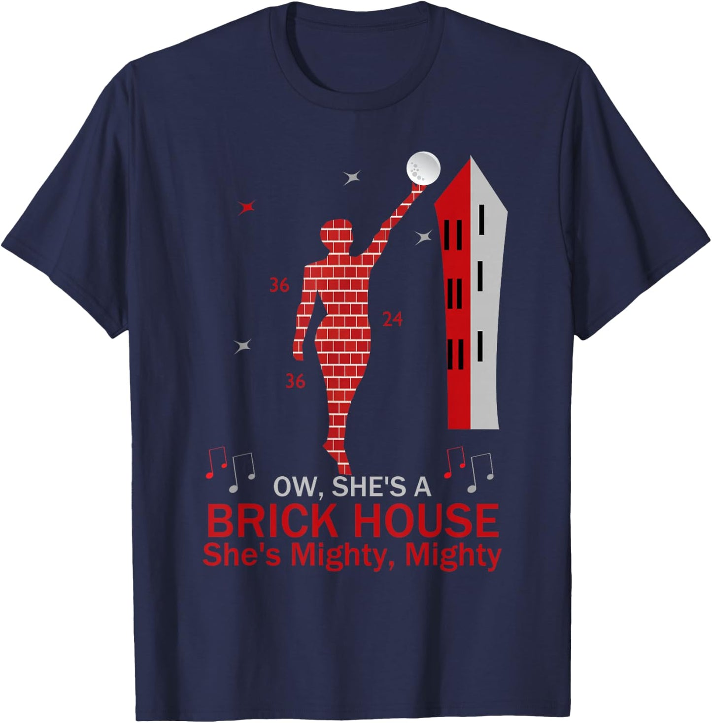 Funny Brick House 80's Hit Songs or Women Graphic T-Shirt - T-Shirt | Navy