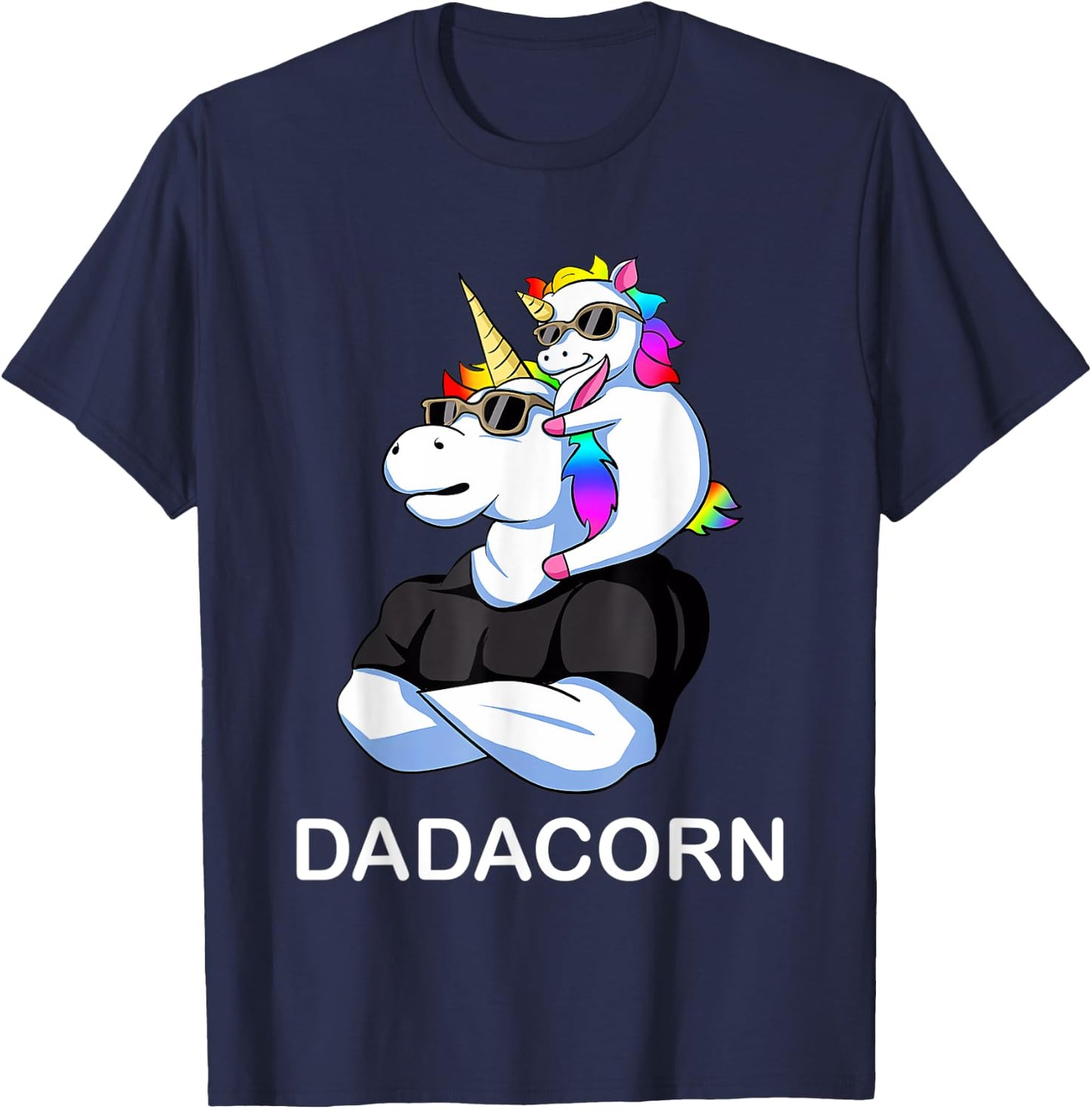 Fathers Day Gift Unicorn Dad Shirt Funny Dadacorn Men T-Shirt - T-Shirt | Navy